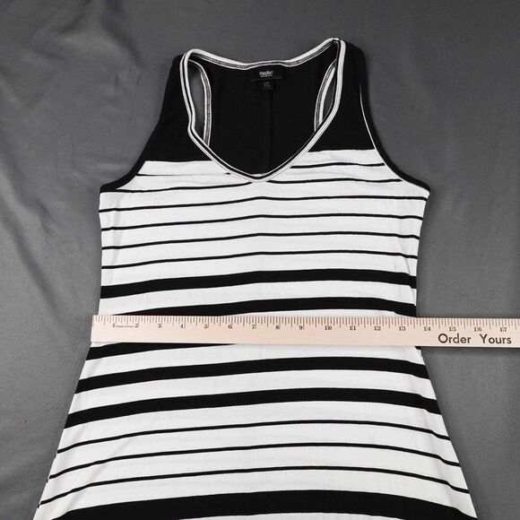 Womens Tank Dress XS Black White Knit Sundress Maxi Y2K Retro Statement Coastal - Picture 7 of 11